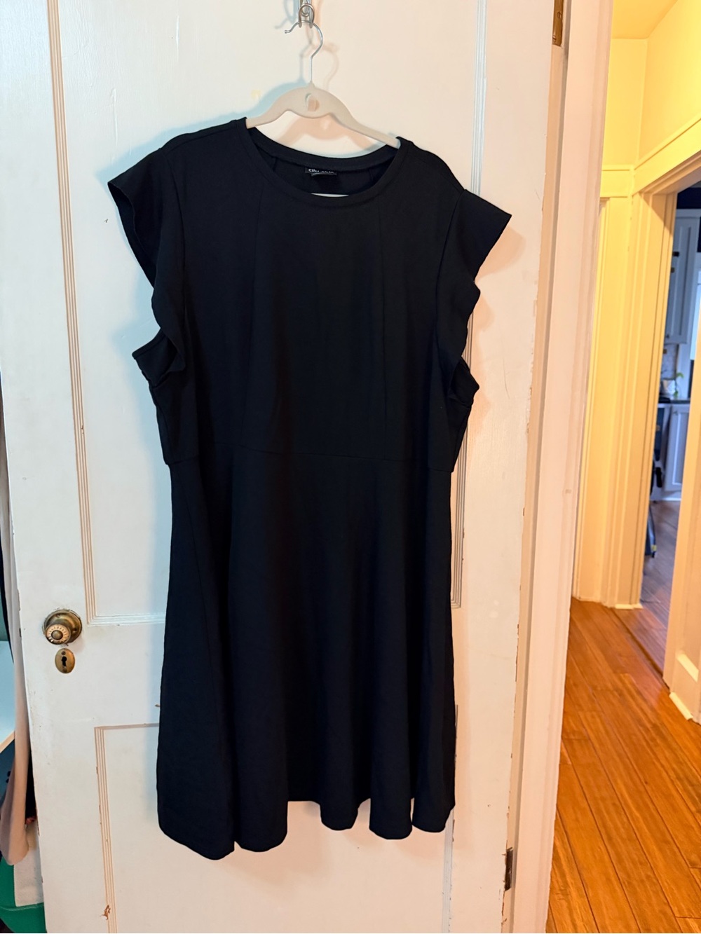 City Chic LBD - Black Flutter Sleeve Midi Dress